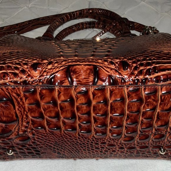 Brahmin Caroline Melbourne Embossed Leather Satchel Pecan  Brahmin Small Caroline-Pecan Melbourne